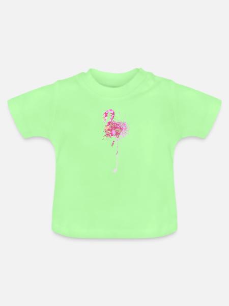 Flamingo Splash Art - Baby Bio-T-Shirt mit Rundhals - Mintgrün