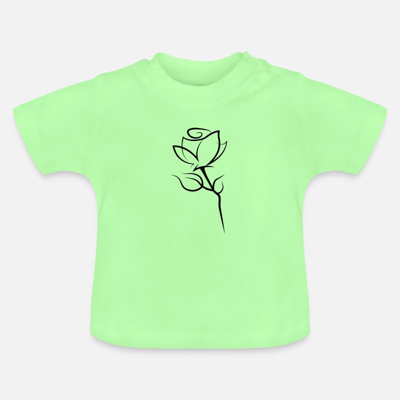 Fleur rose - T-shirt bio col rond Bébé - vert menthe