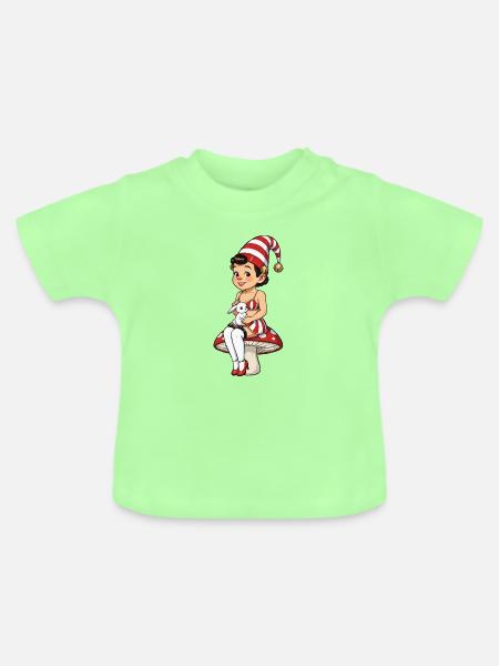 Leprechaun-Mädchen mit Kaninchen - Baby Bio-T-Shirt mit Rundhals - Mintgrün