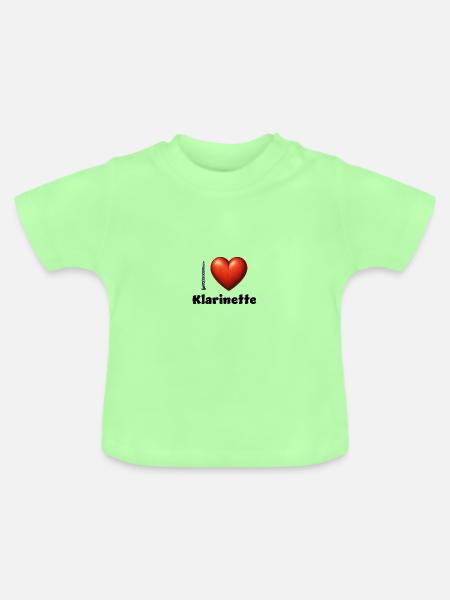 I love Klarinette - Baby Bio-T-Shirt mit Rundhals - Mintgrün