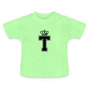 Lettre T King - T-shirt bio col rond Bébé - vert menthe - Devant