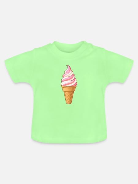 Softeis Erdbeer-Vanille - Baby Bio-T-Shirt mit Rundhals - Mintgrün