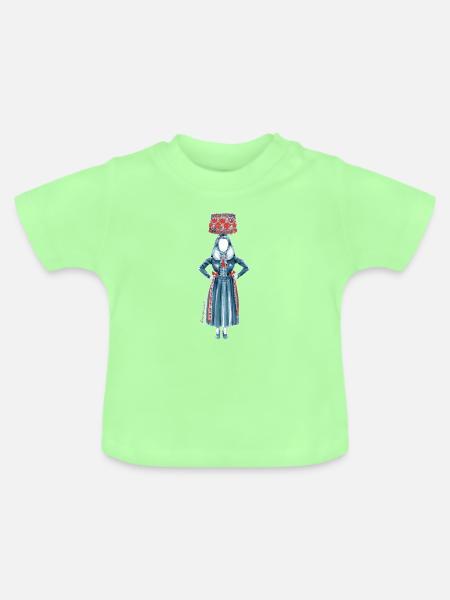 Trachtenmädchen mit Tschäppel-Brautkrone - Baby Bio-T-Shirt mit Rundhals - Mintgrün
