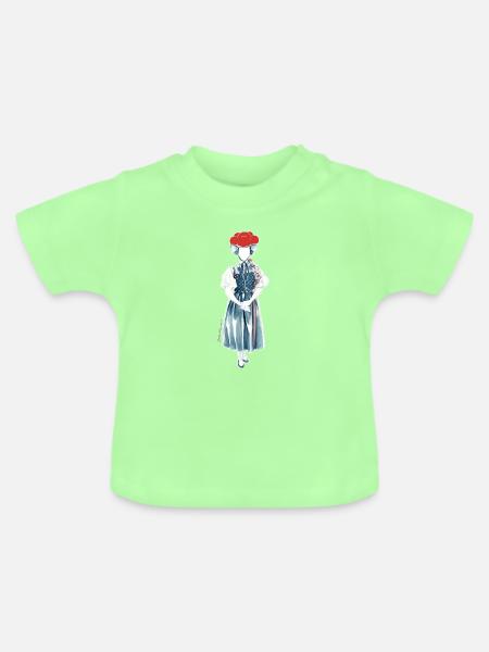 Trachtenmädchen roter Bollenhut - JGA - Baby Bio-T-Shirt mit Rundhals - Mintgrün