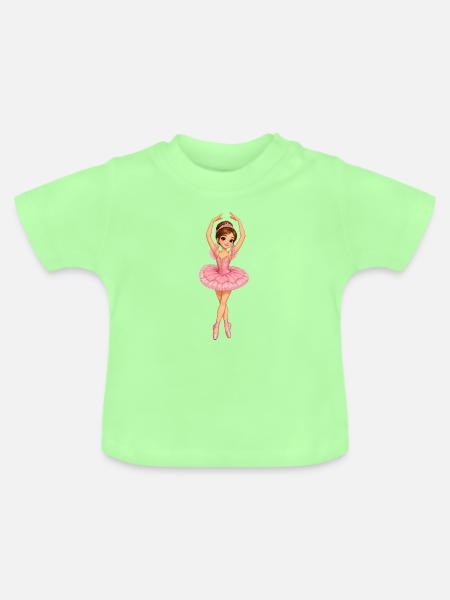 Rosa Balletttänzerin Design - Baby Bio-T-Shirt mit Rundhals - Mintgrün