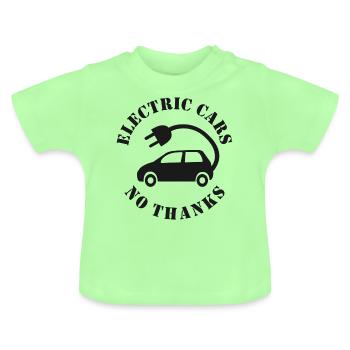 Voitures électriques Non merci - T-shirt bio col rond Bébé - vert menthe - Devant
