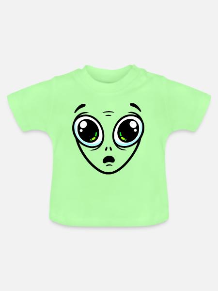 Großäugiger Außerirdischer - Baby Bio-T-Shirt mit Rundhals - Mintgrün