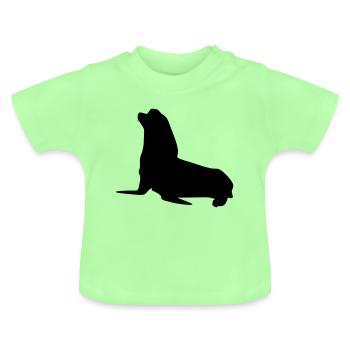 robbe animal - T-shirt bio col rond Bébé - vert menthe - Devant