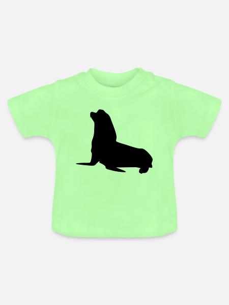 robbe tier - Baby Bio-T-Shirt mit Rundhals - Mintgrün