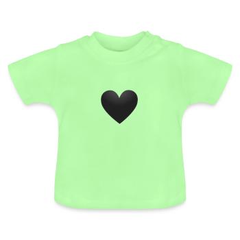Coeur noir - T-shirt bio col rond Bébé - vert menthe - Devant