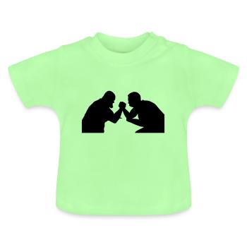 poor wrestling arm wrestling silhouette - Baby Organic T-Shirt with Round Neck - mint green - Front