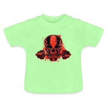 hantel totenkopf - Baby Bio-T-Shirt mit Rundhals - Mintgrün - Vorne