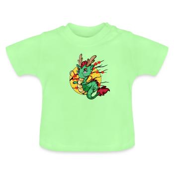Dragon Kawaii - T-shirt bio col rond Bébé - vert menthe - Devant