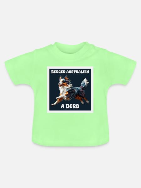 AUSTRALIAN SHEPHERD AUTOAUFKLEBER AN BORD - Baby Bio-T-Shirt mit Rundhals - Mintgrün