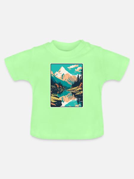 Silvretta Alps Schweiz Reiseplakat Stadtlandschaft - Baby Bio-T-Shirt mit Rundhals - Mintgrün