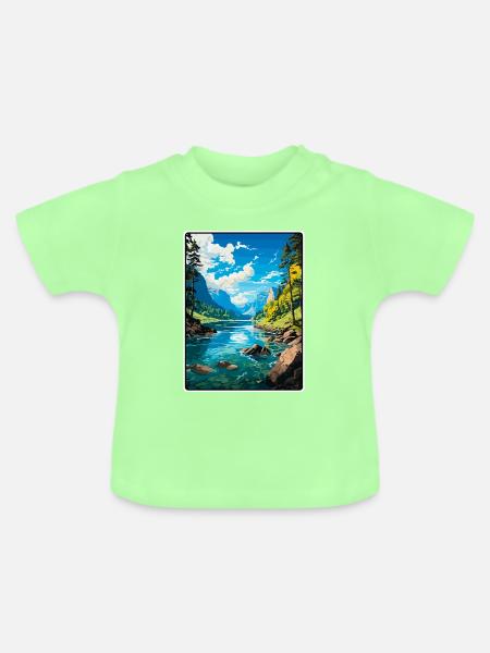 Bohinjer See, Slowenien, Azurgebirge, See, Aussicht - Baby Bio-T-Shirt mit Rundhals - Mintgrün