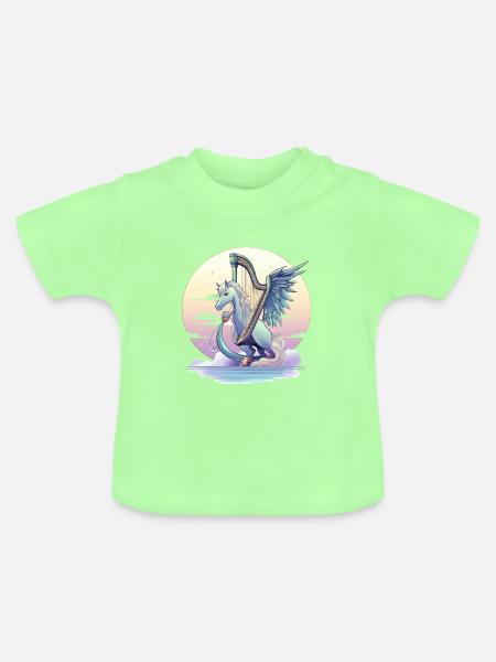 Pegasus mit Harfe am Abend - Baby Bio-T-Shirt mit Rundhals - Mintgrün