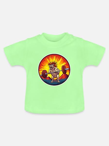 Wolfsgewichtheber im Sonnenfeuer - Baby Bio-T-Shirt mit Rundhals - Mintgrün