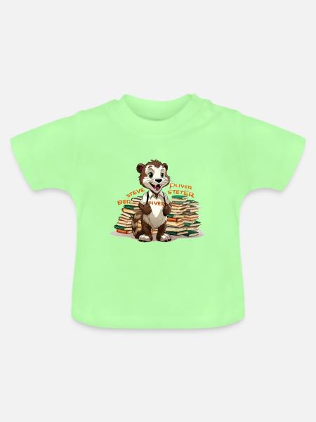 Otter Lernheld mit Büchern - Baby Bio-T-Shirt mit Rundhals - Mintgrün