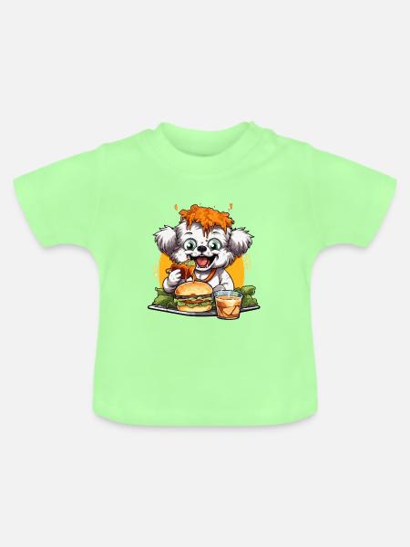 Burgerhund mit Käseglasur - Baby Bio-T-Shirt mit Rundhals - Mintgrün