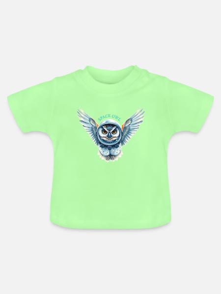 Weltraum-Eule im Raumanzug - Baby Bio-T-Shirt mit Rundhals - Mintgrün