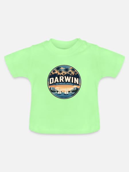 Retro Darwin Mindil Beach Reiseabzeichen - Baby Bio-T-Shirt mit Rundhals - Mintgrün