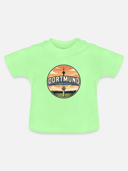Retro Dortmund U-Tower Reiseabzeichen - Baby Bio-T-Shirt mit Rundhals - Mintgrün