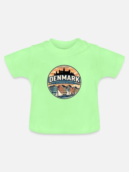 Retro-Dänemark Kopenhagen Nyhavn-Abzeichen - Baby Bio-T-Shirt mit Rundhals - Mintgrün