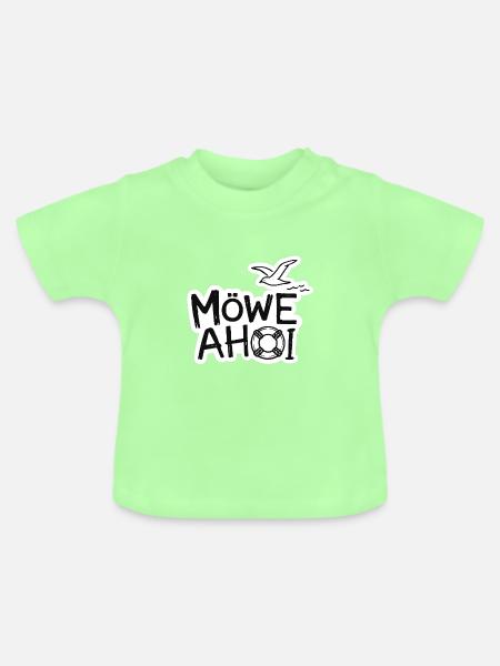 Möwe Ahoy Nautik Sticker - Baby Bio-T-Shirt mit Rundhals - Mintgrün
