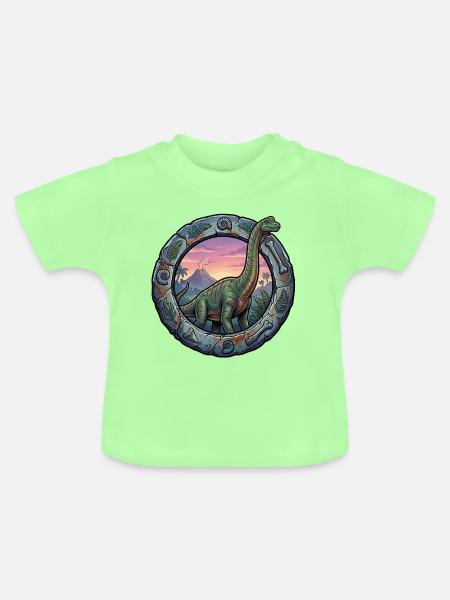 Brachiosaurus im Vulkanring - Baby Bio-T-Shirt mit Rundhals - Mintgrün