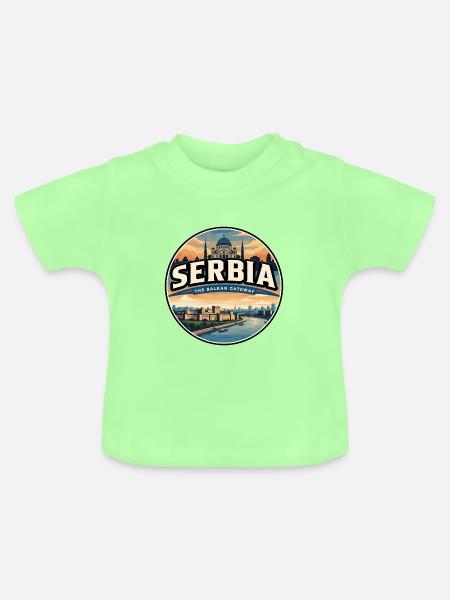 Retro-Serbien Belgrader Festungsabzeichen - Baby Bio-T-Shirt mit Rundhals - Mintgrün