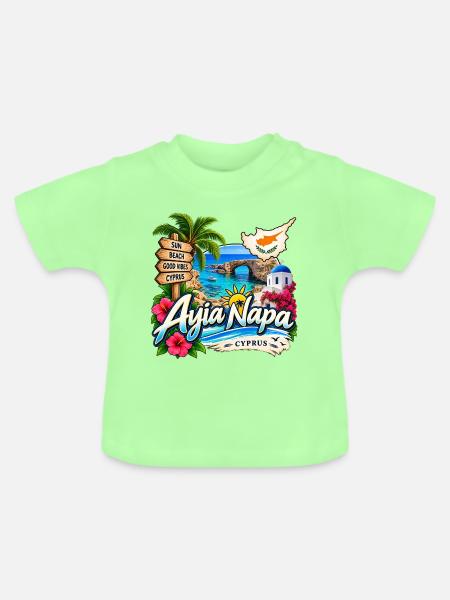 Ayia Napa – Sonne, Strand & Zypern - Baby Bio-T-Shirt mit Rundhals - Mintgrün
