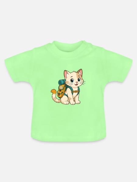 Adventure Cat – Hiking Buddy - Baby Bio-T-Shirt mit Rundhals - Mintgrün