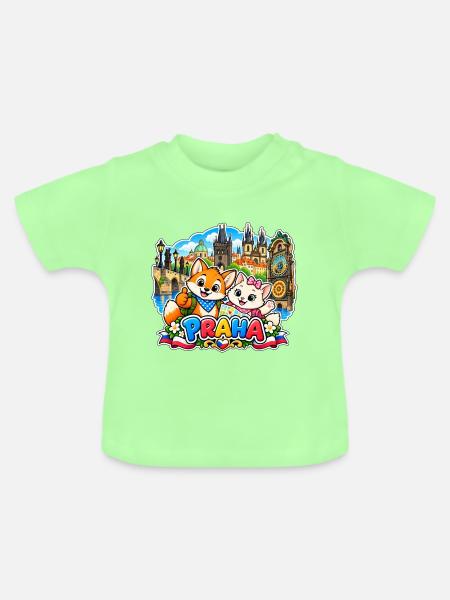 Tavi & Nela in Praha - Baby Bio-T-Shirt mit Rundhals - Mintgrün