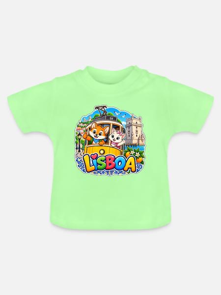 Tavi & Nela in Lisboa - Baby Bio-T-Shirt mit Rundhals - Mintgrün