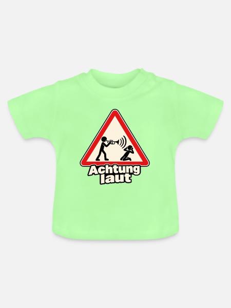 Achtung laut – Trompeter als Warnschild - Baby Bio-T-Shirt mit Rundhals - Mintgrün