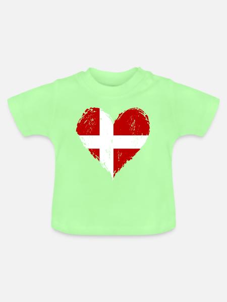 Dänemark Herzflagge Grunge - Baby Bio-T-Shirt mit Rundhals - Mintgrün
