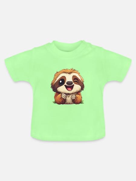 Faultier - Baby Bio-T-Shirt mit Rundhals - Mintgrün