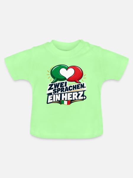 Zwei Sprachen ein Herz - Baby Bio-T-Shirt mit Rundhals - Mintgrün