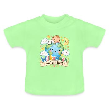 Willkommen auf der Welt Baby - Baby Bio-T-Shirt mit Rundhals - Mintgrün - Vorne