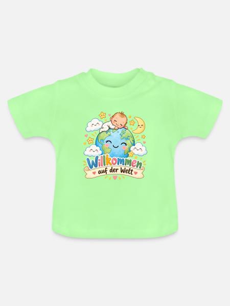 Willkommen auf der Welt Baby - Baby Bio-T-Shirt mit Rundhals - Mintgrün