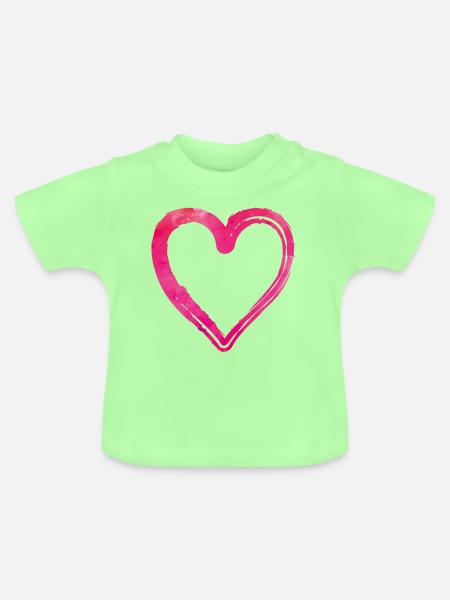 herz pink - Baby Bio-T-Shirt mit Rundhals - Mintgrün