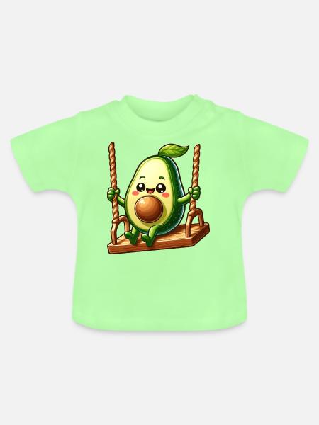 Avocado auf der Schaukel - Baby Bio-T-Shirt mit Rundhals - Mintgrün