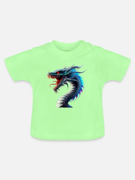 Drache (02) - Baby Bio-T-Shirt mit Rundhals - Mintgrün