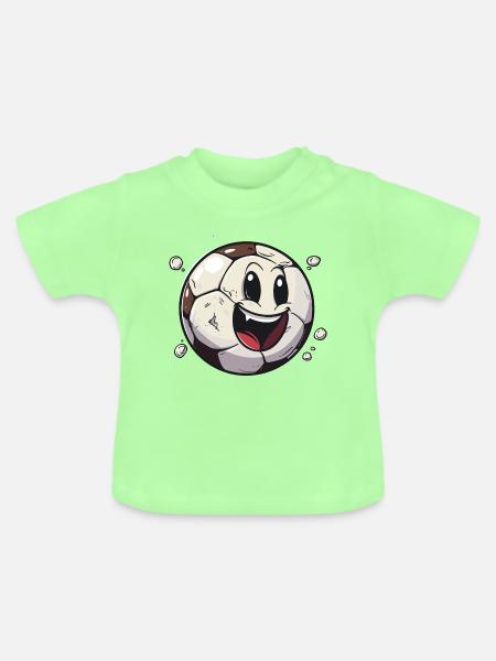 Fußball im Comic Stil - Baby Bio-T-Shirt mit Rundhals - Mintgrün