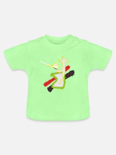 Kickschuss Fußballer Stürmer - Baby Bio-T-Shirt mit Rundhals - Mintgrün