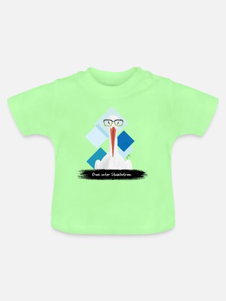JvG Storch "Oiwei unter Stoachstrom." - Baby Bio-T-Shirt mit Rundhals - Mintgrün