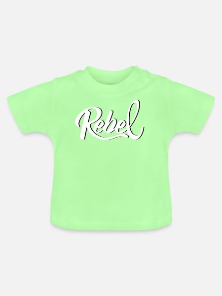 Rebel Schriftzug mit rotem Akzent - Baby Bio-T-Shirt mit Rundhals - Mintgrün