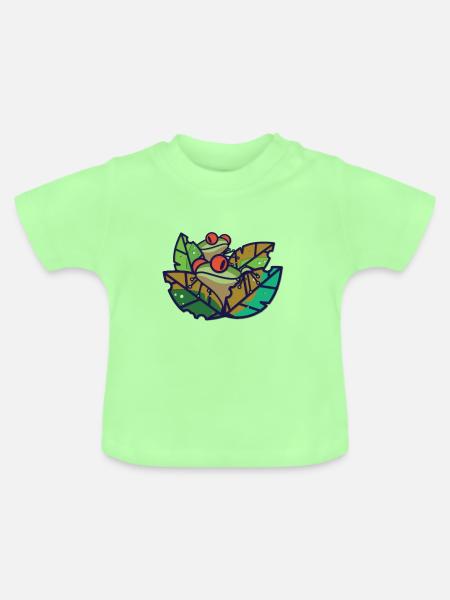 Frosch - Frösche im Teich - Baby Bio-T-Shirt mit Rundhals - Mintgrün