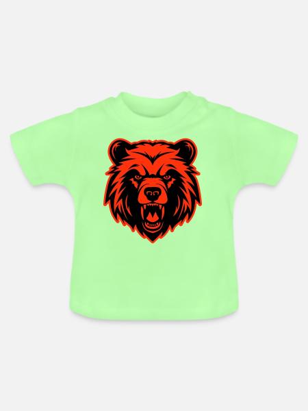 Bär Kopf - Baby Bio-T-Shirt mit Rundhals - Mintgrün